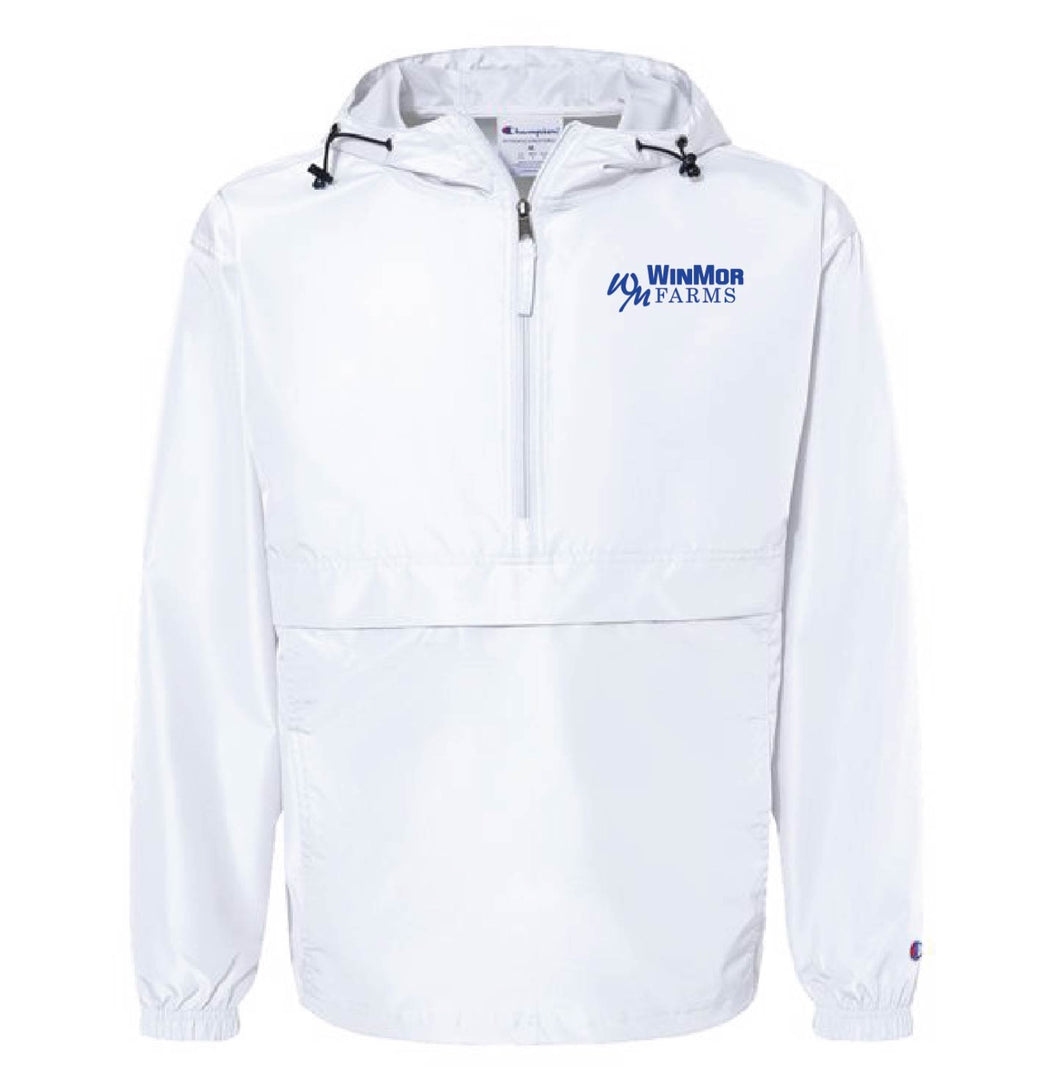 WinMor Half-Zip Windbreaker- White with Blue Logo